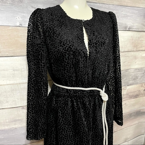 ROBERT RODRIGUEZ black burnout leopard print velvet puff sleeve dress 8 NWT - Picture 7 of 13